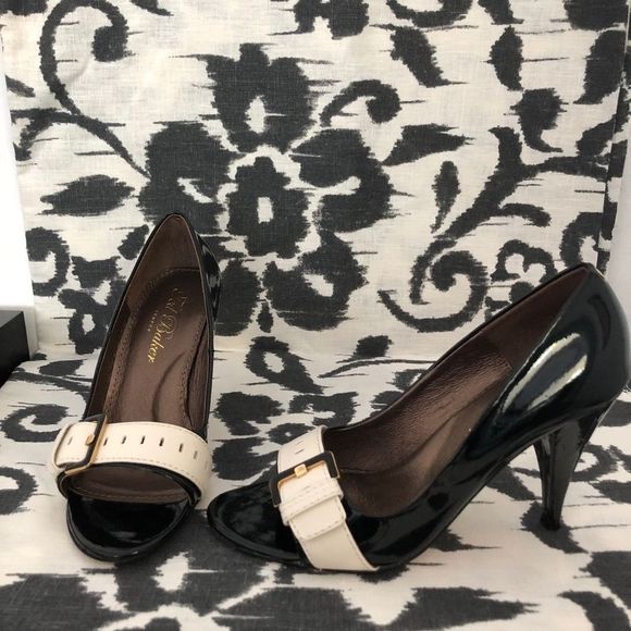 Ted Baker Spectator Vtg Style Black Peep Toe Heels - Picture 2 of 7